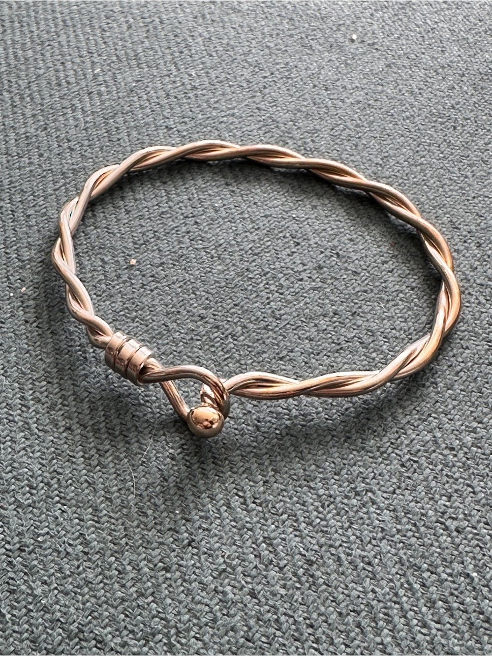 Twisted Rope Bangle Bracelet - Sterling Silver wirh 14k gold